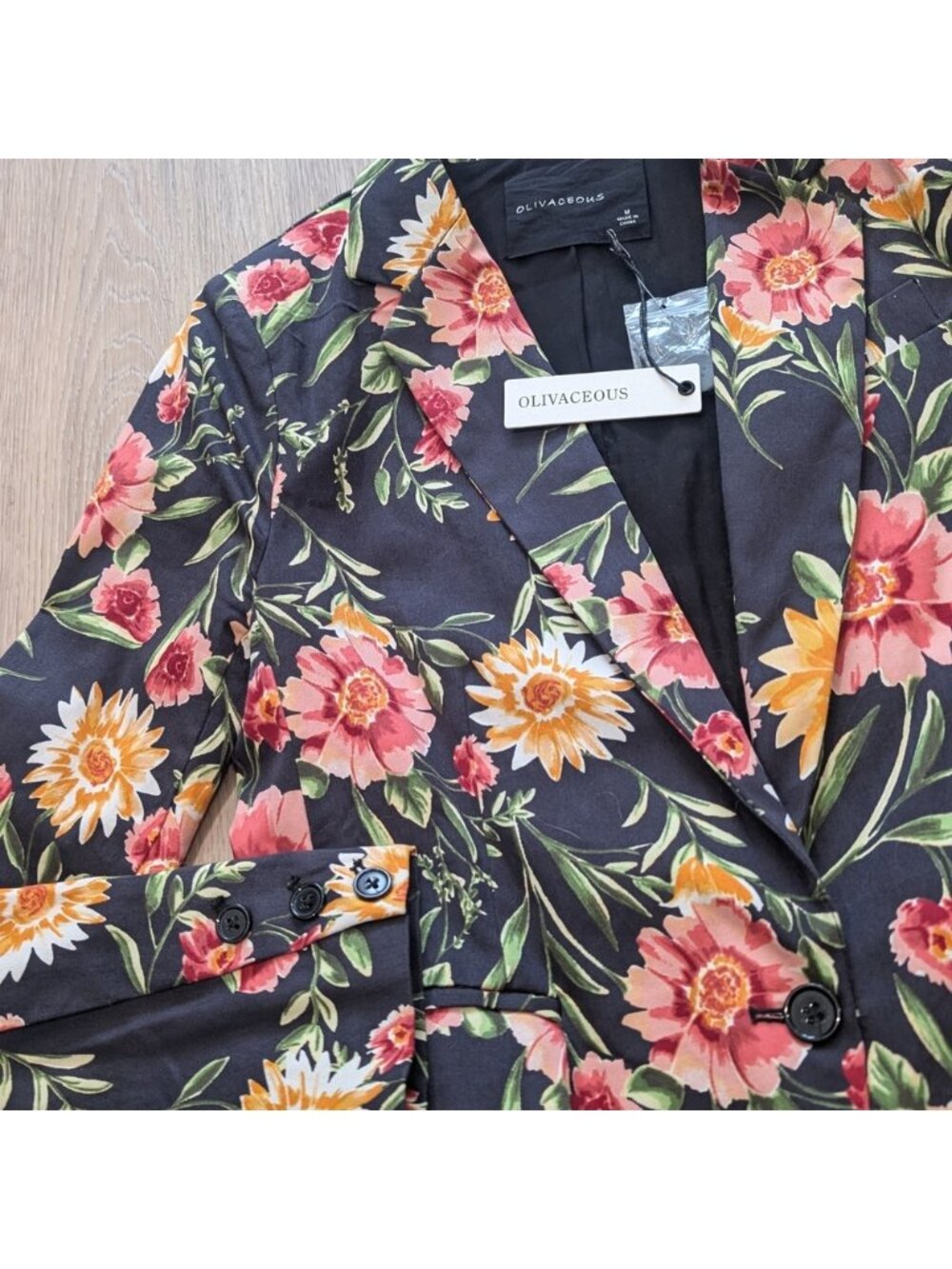 Olivaceous Floral Blazer Black Plus Size NWT - Picture 10 of 13
